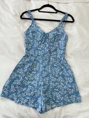 Style Rack Light Blue Floral Tie-Front Romper